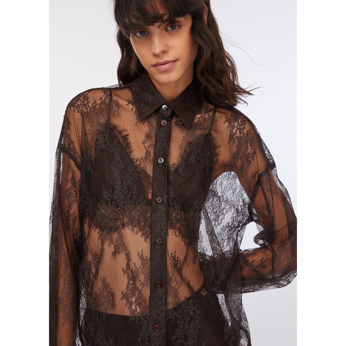 Chemise en dentelle marron foncé, LIU JO