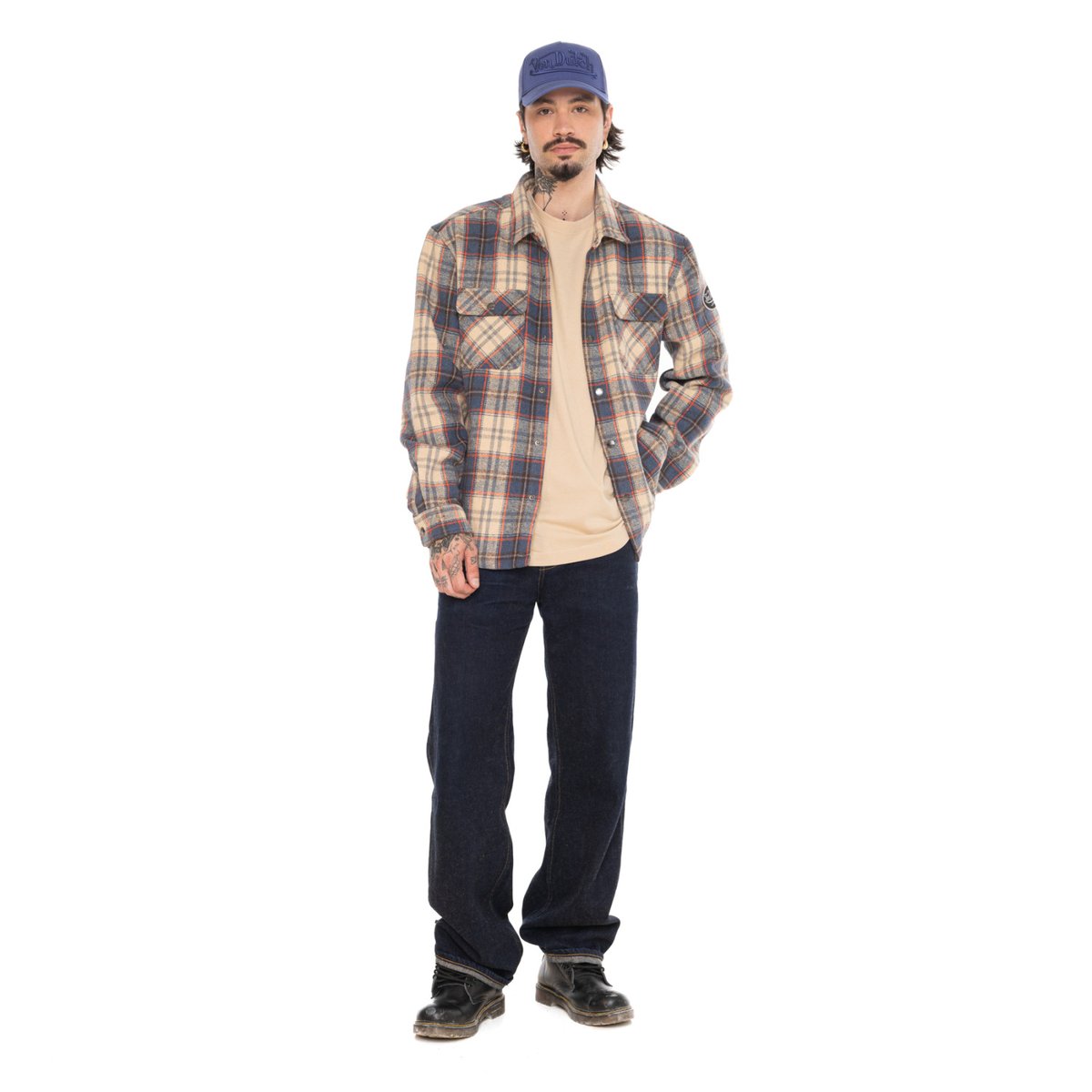 Surchemise à carreaux Pepper beige/bleu/orange, VON DUTCH