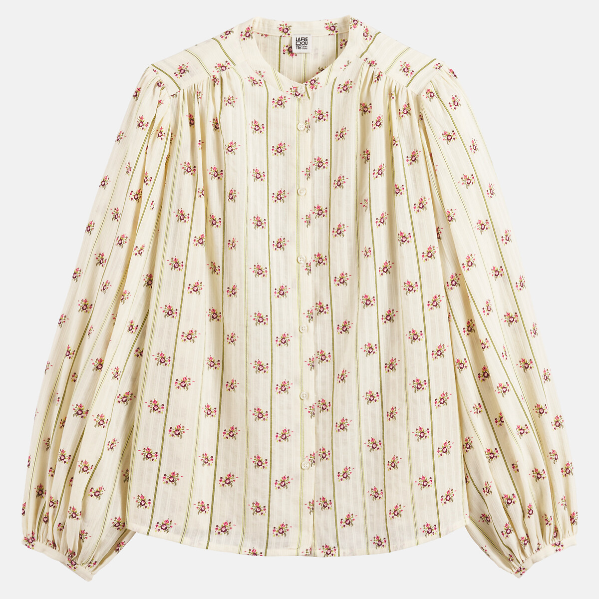 Chemise col mao, oversize, imprimé floral, Signature LISE imprimé floral blanc/rose, LA REDOUTE COLLECTIONS
