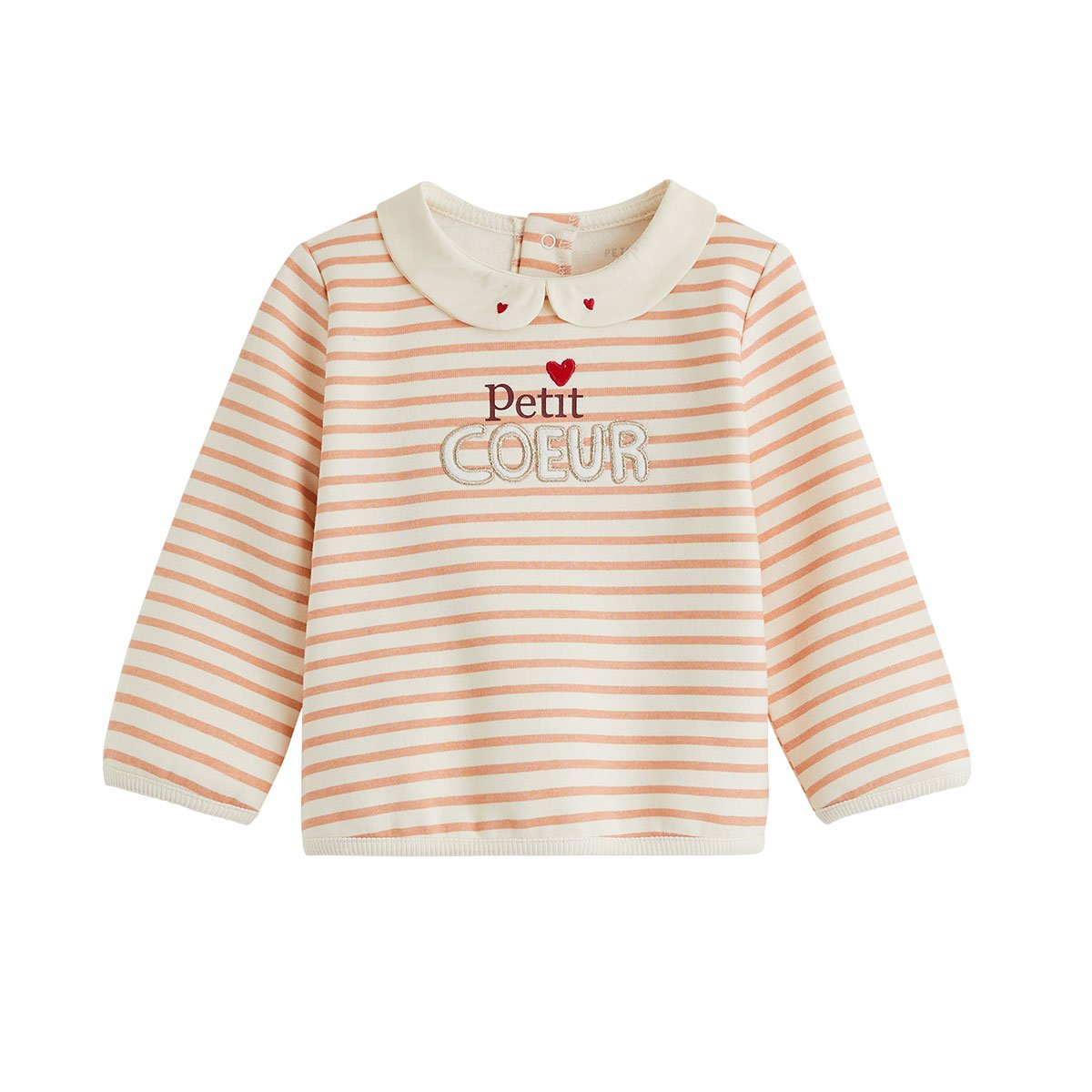 Sweat-shirt bébé en molleton Aimée ecru, PETIT BEGUIN