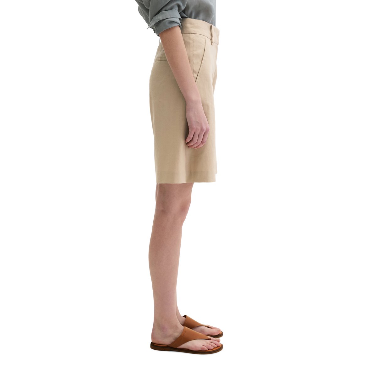 Short chino flared en viscose-lin stretch beige, MARC O'POLO