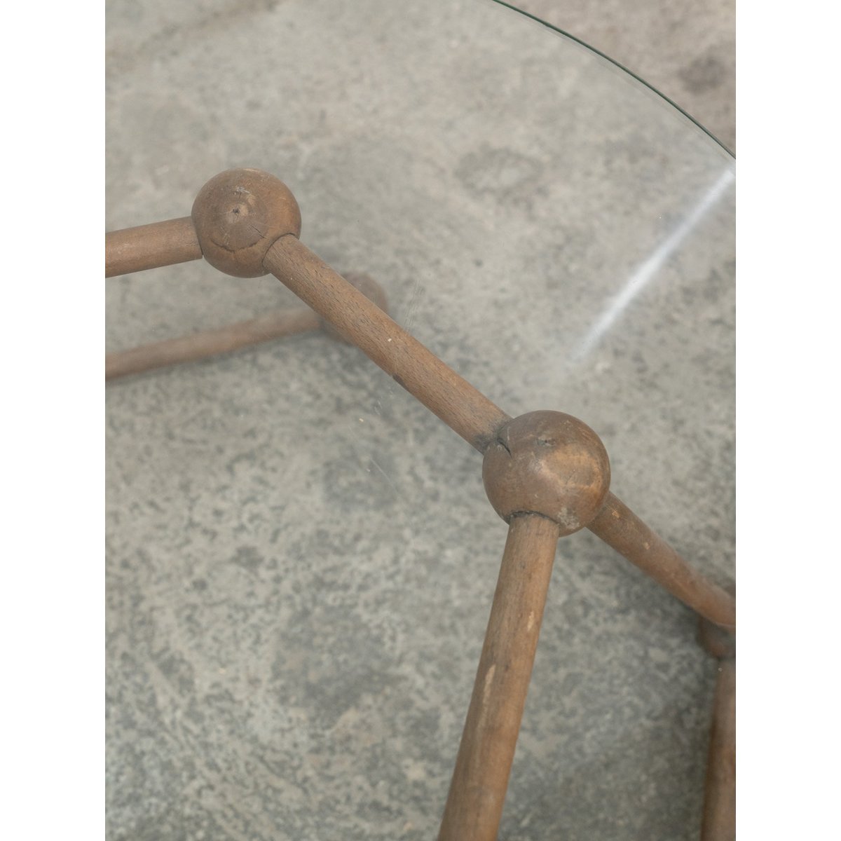 Table basse ronde en verre et bois Donna N°1071 - Bon état transparent, DEBONGOUT