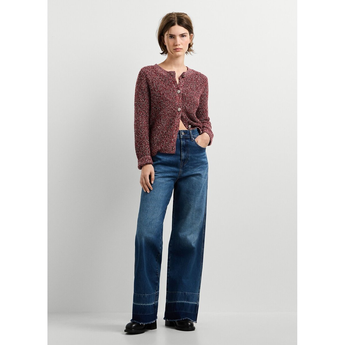 Gilet boutonné, avec col rond bordeaux, PEPE JEANS