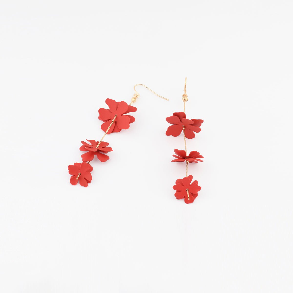 Boucles d'oreilles fleurs en coating rouge rouge, BALABOOSTE