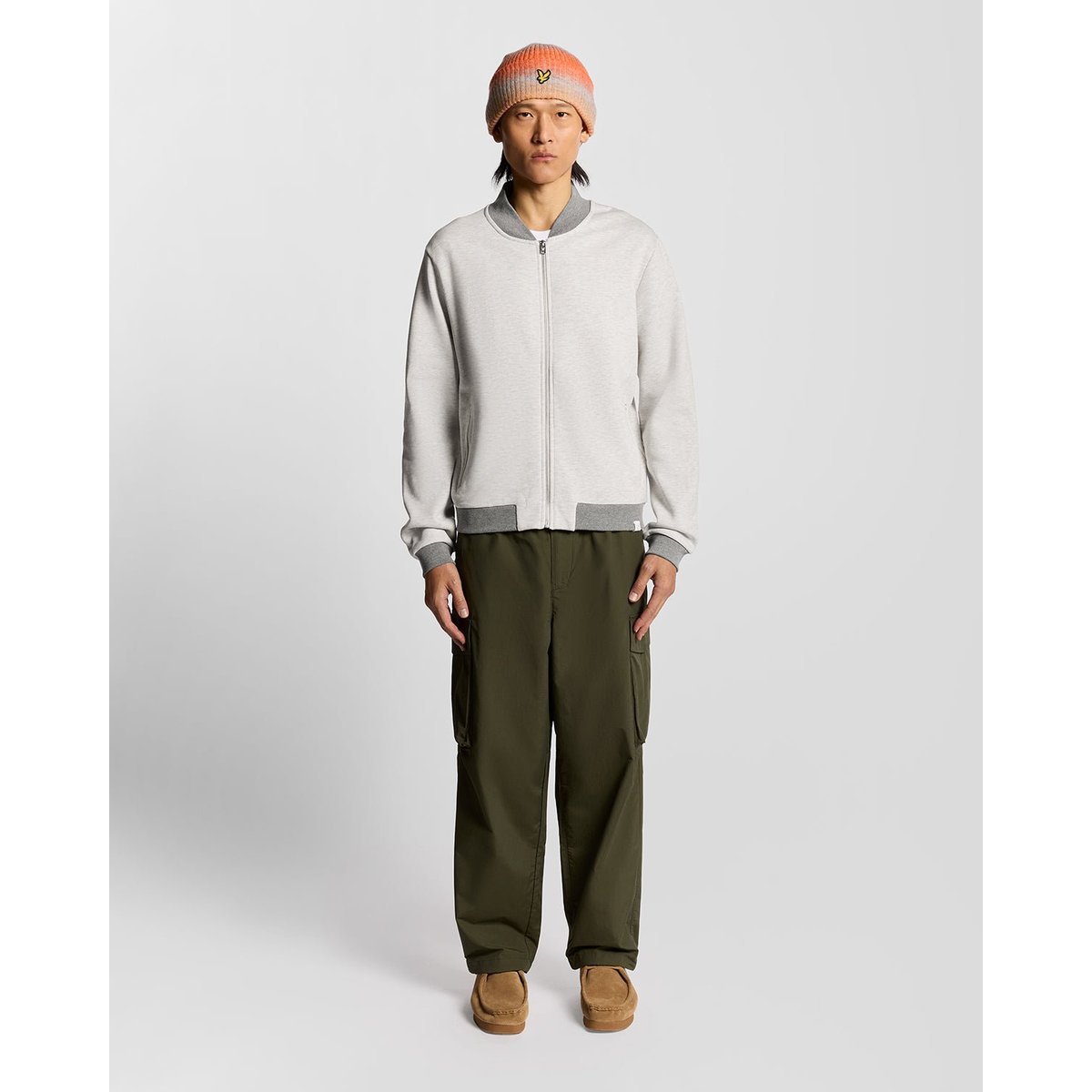 Bomber à manches raglan gris clair chiné, LYLE & SCOTT