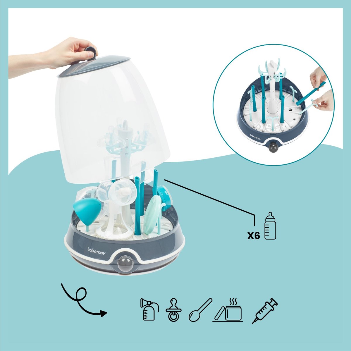Stérilisateur 2 en 1 Turbo Steam plus bleu, BABYMOOV