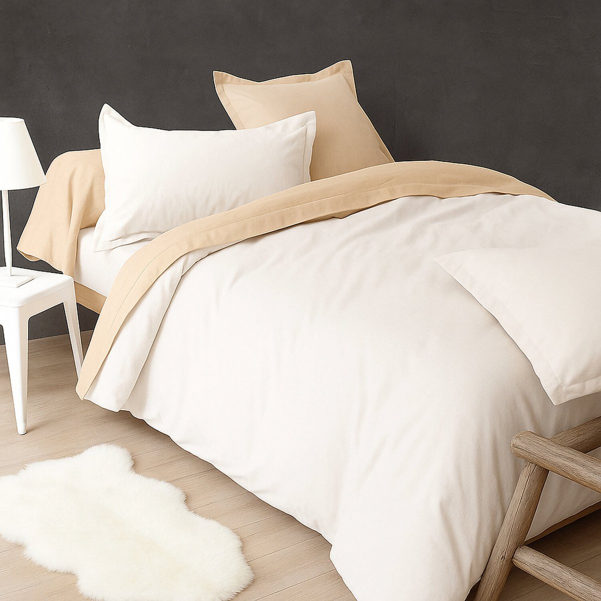 Taie d'oreiller avec volant blanc blanc, C DESIGN HOME TEXTILE