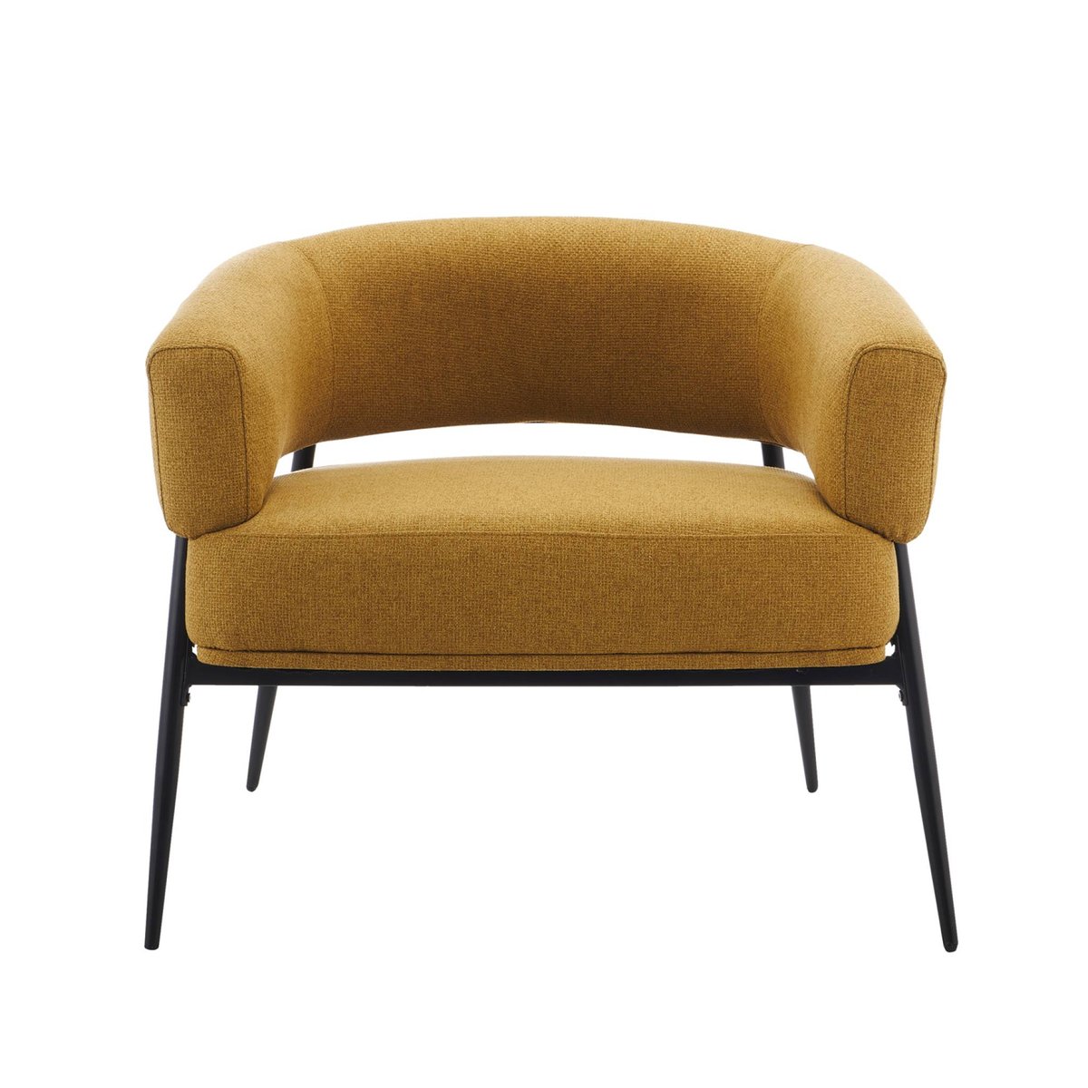 Fauteuil tissu dossier incurvé piétement métal CRISTO moutarde, SWEEEK