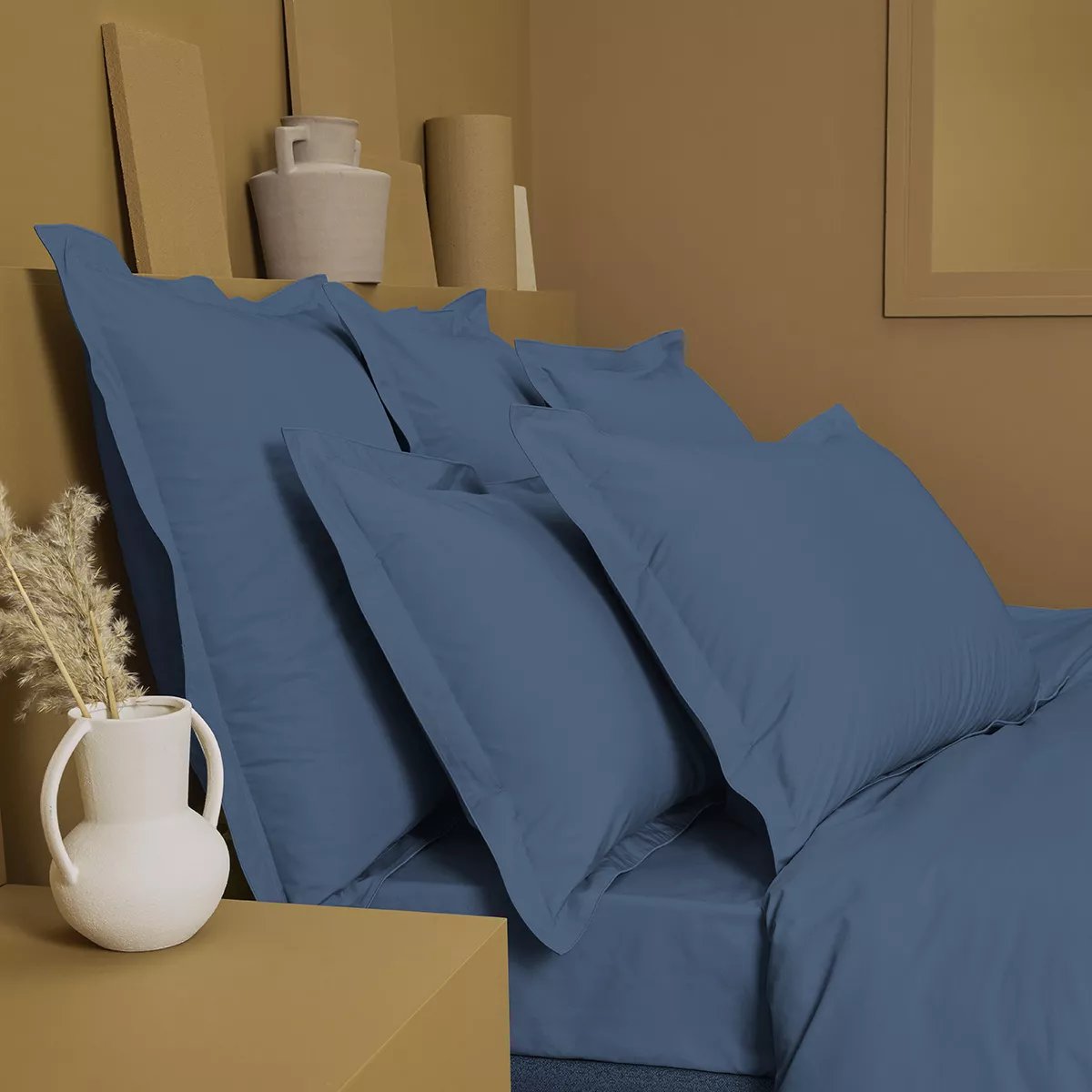 Housse de couette percale de coton GIULIA denim, GARNIER THIEBAUT