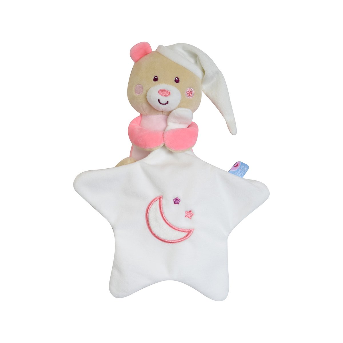 Doudou mouchoir magidoux ours velours doux rose, SUCRE D'ORGE