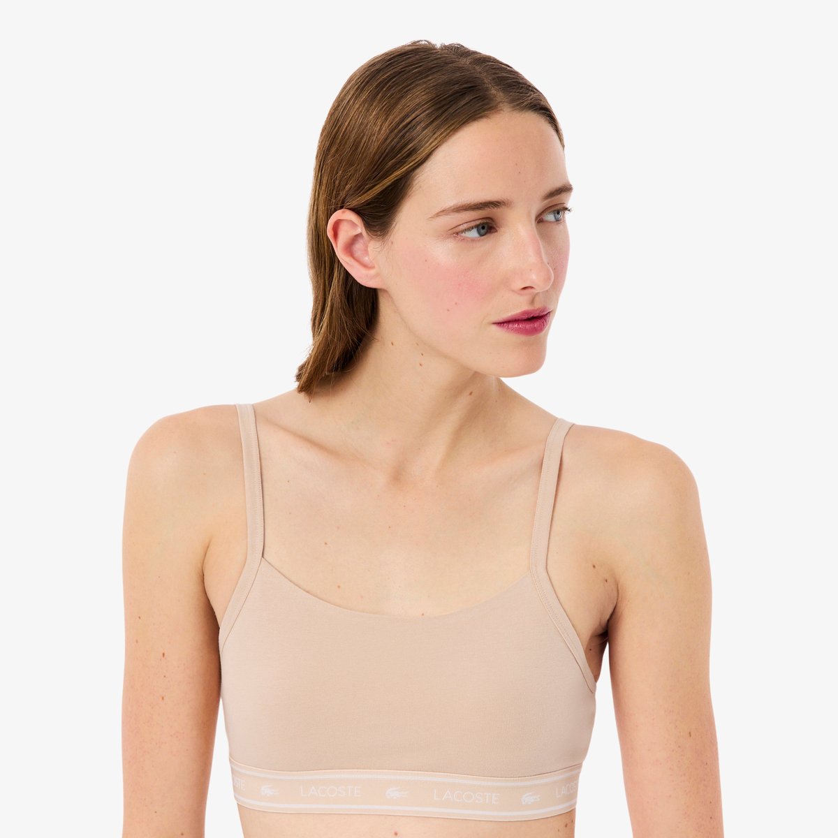 Brassière coton stretch bande siglée beige-i89, LACOSTE