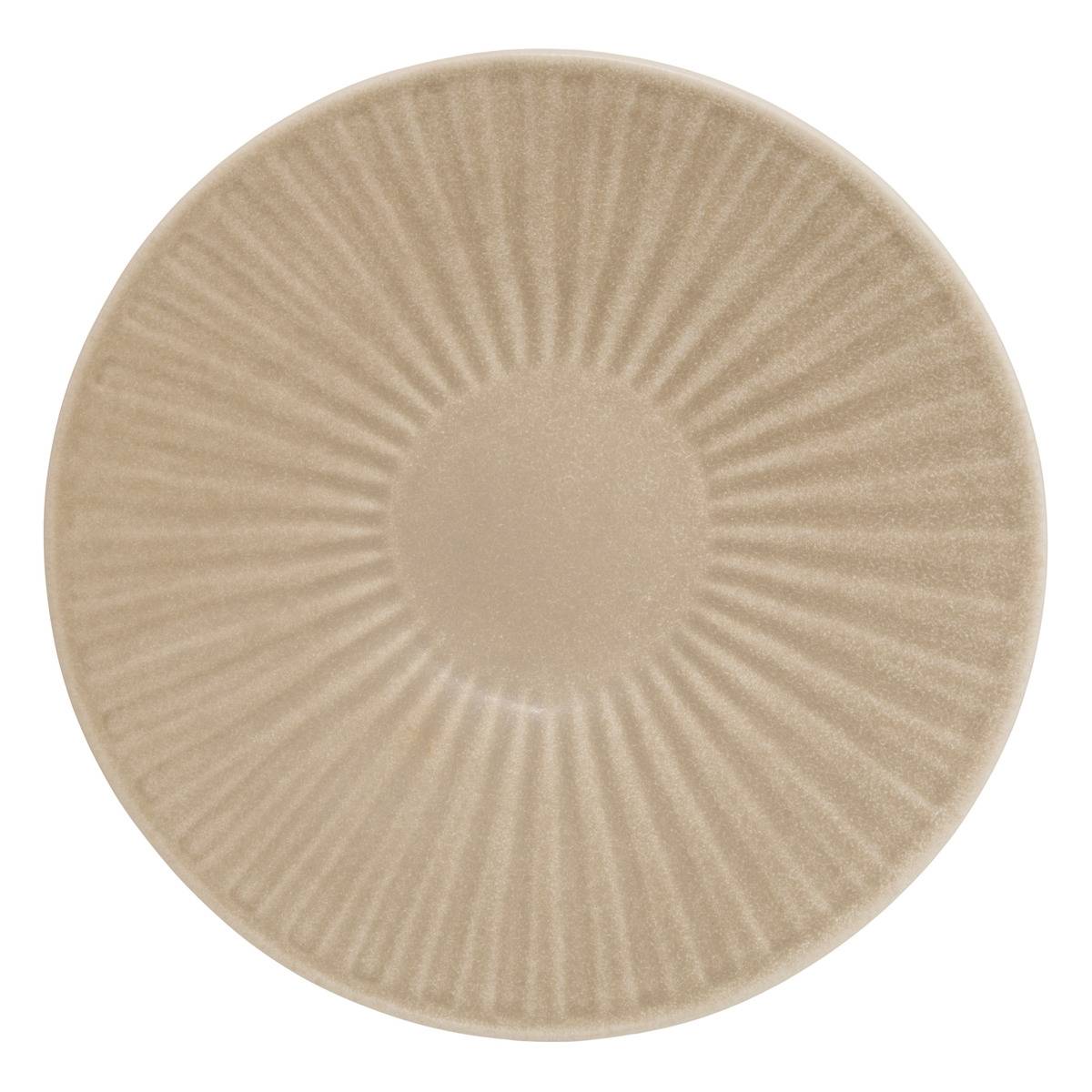 Lot de 4 assiettes creuse ronde en faïence NYERO beige, ATMOSPHERA