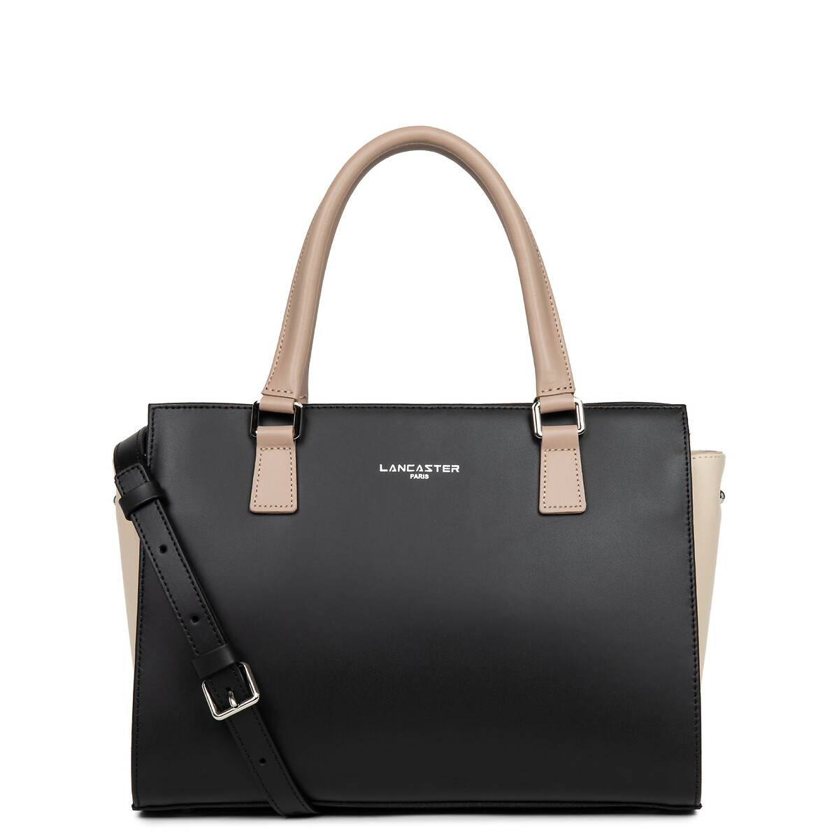 Petit sac cabas à main CONSTANCE noir/nude, LANCASTER