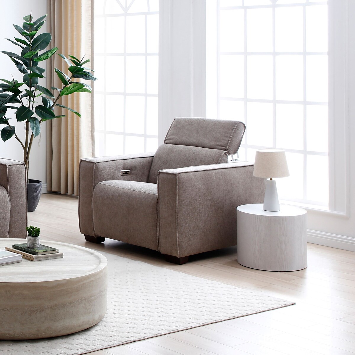 Emilio Soft Weave Chenille Recliner Chair ash grey, SO'HOME