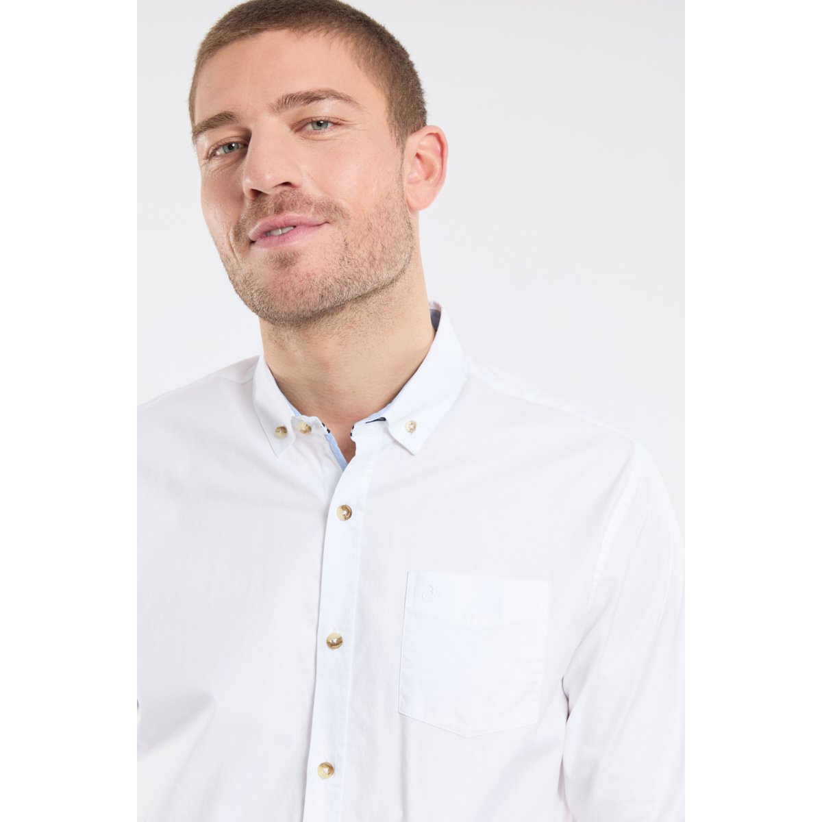 Chemise unie en coupe droite EDGAR blanc, BERMUDES