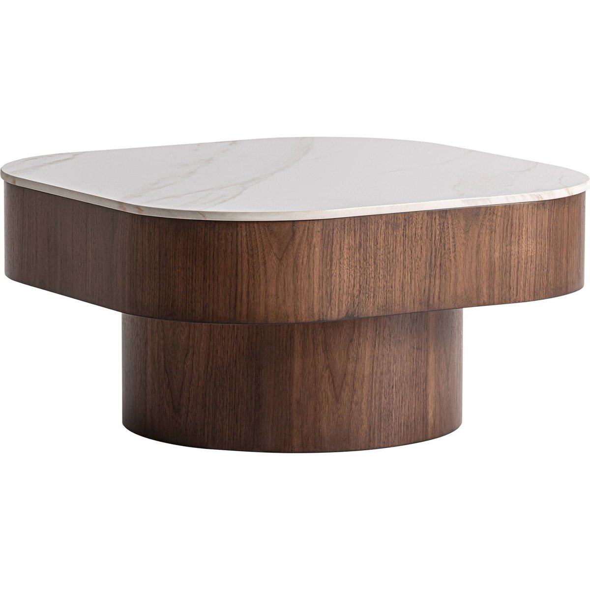 Table basse S.NEUFS marron bois et blanc marbré, RECOLLECTION