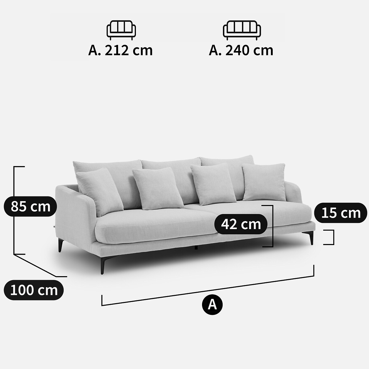 3- oder 4-Sitzer-Sofa aus geflochtenem Polyester, MODERNISTE, Design Emmanuel Gallina aquamarin, AM.PM X EMMANUEL GALLINA