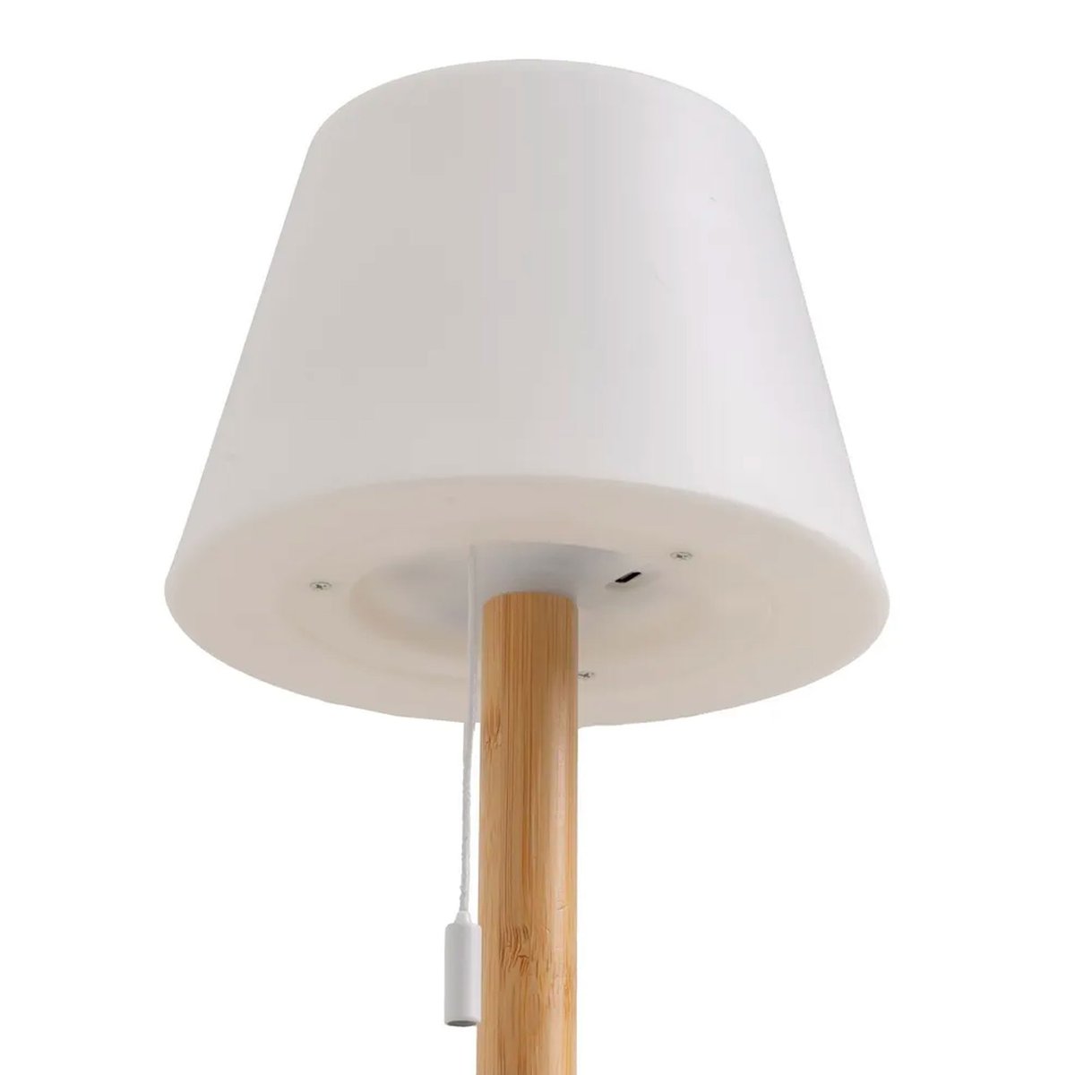 Lampe à poser bambou LED à tirette sans fil 15x15x28cm bois, WADIGA
