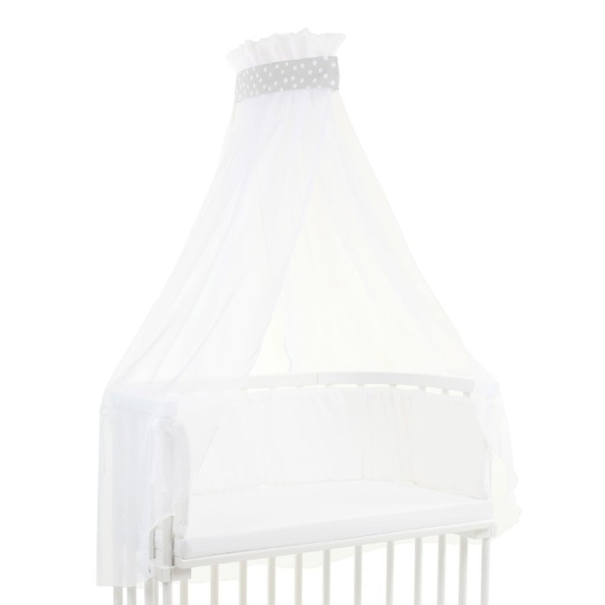 Ciel de lit piqué pour berceaux Cododo  à pois pois blanc, BABYBAY