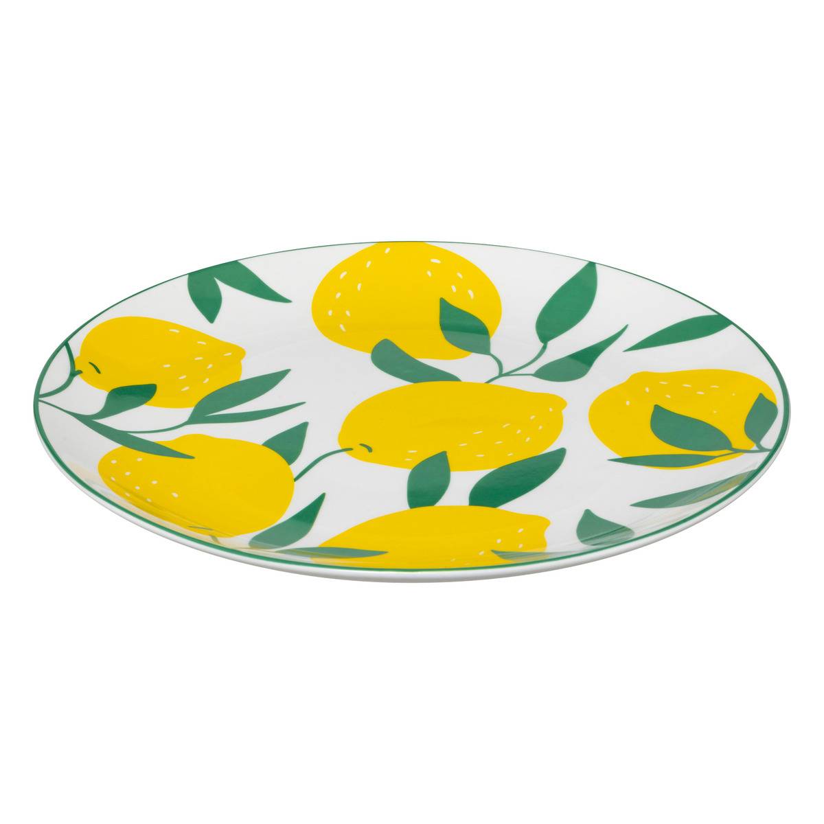 Lot de 6 assiettes plates en porcelaine CITRON blanc, SECRET DE GOURMET