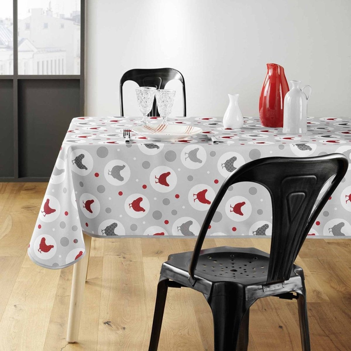 Nappe Rectangulaire 150x240  Suzette Gris gris, DECORATIE