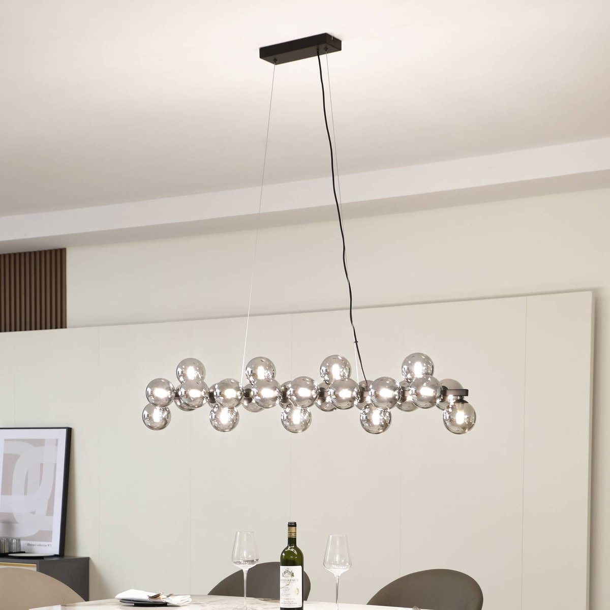 Suspension en métal moderne, Naelen noir, gris fumé, LUCANDE