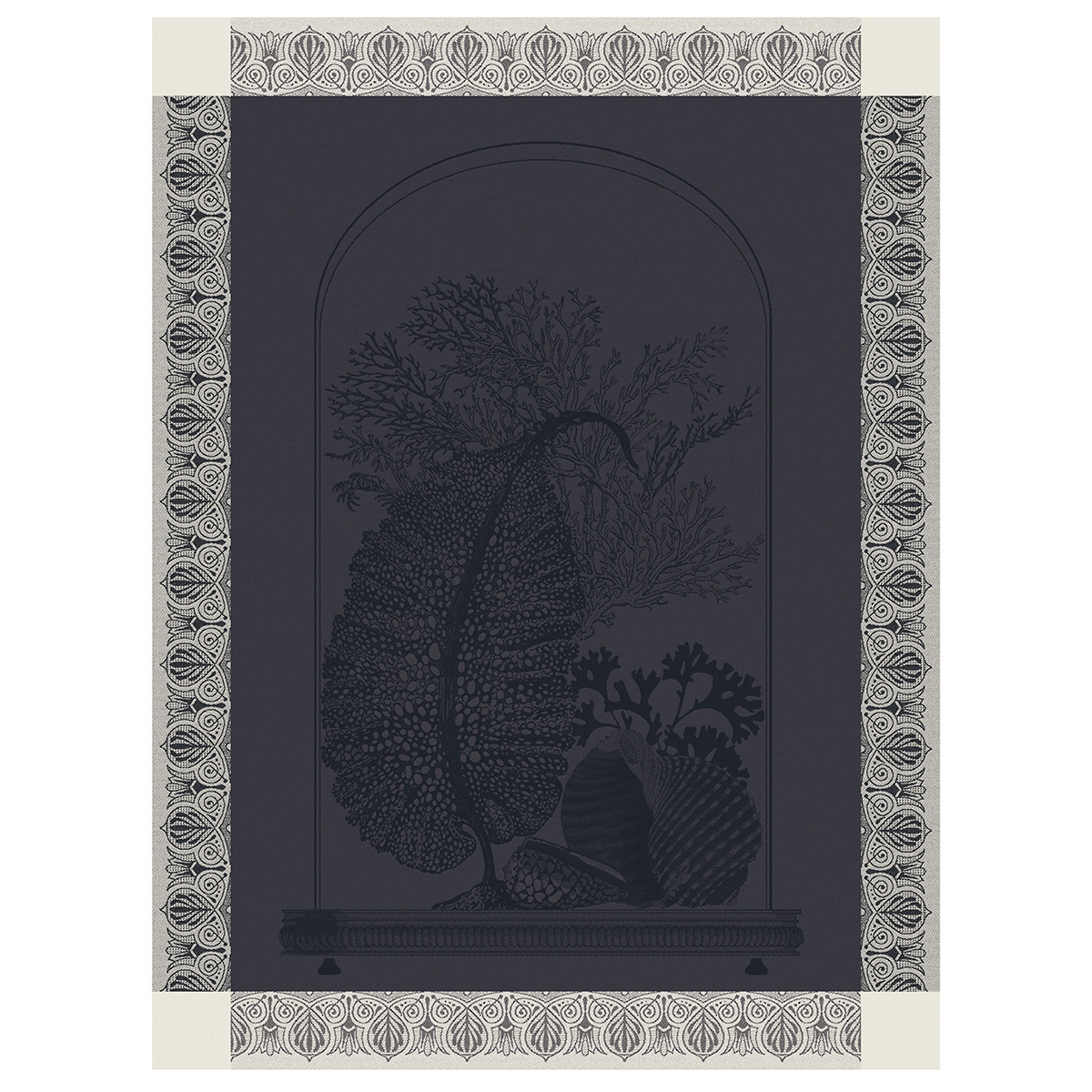Torchon en Coton, CURIOSITÉS MINÉRALES charbon, LE JACQUARD FRANCAIS