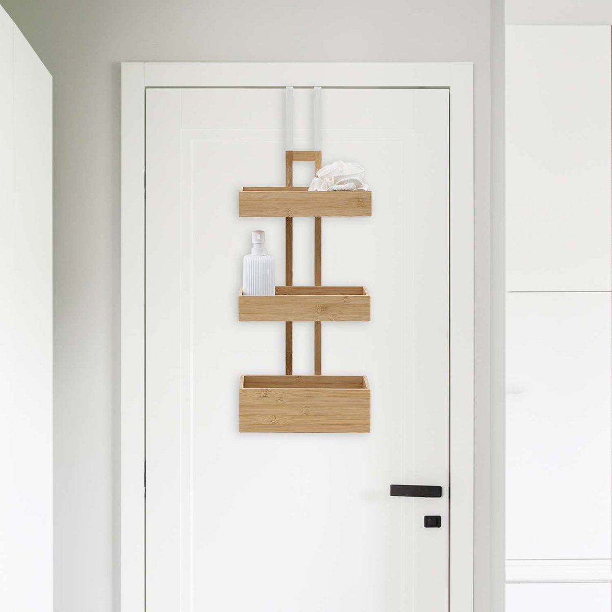 Etagère de porte 3 niveaux en bambou marron, ATMOSPHERA
