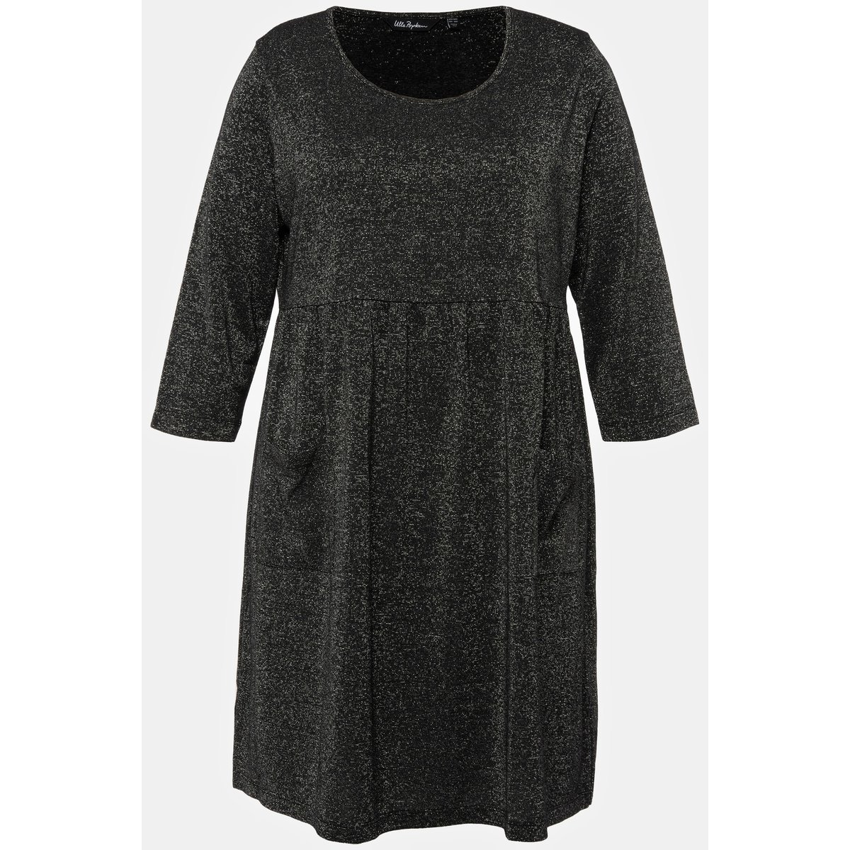 T-shirt long à col rond et manches 3/4 noir, ULLA POPKEN