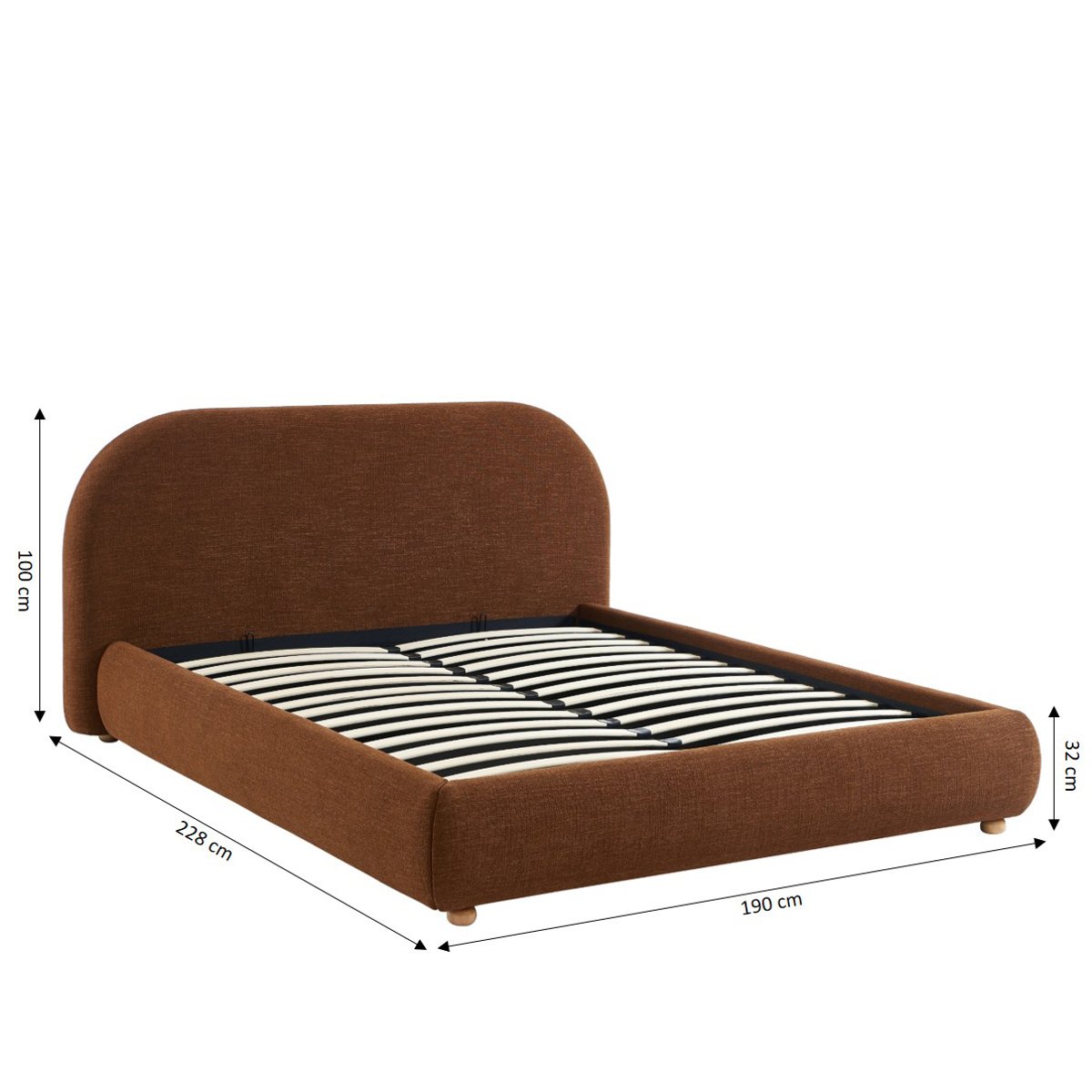 Lit coffre avec sommier relevable JELLY marron, SORELH
