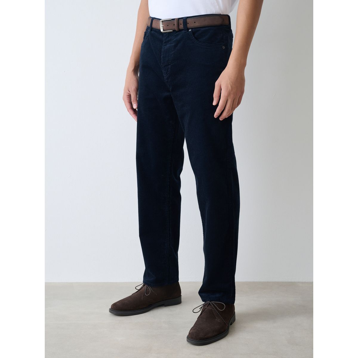 Pantalon en velours côtelé à ceinture bleu marine, NEXT
