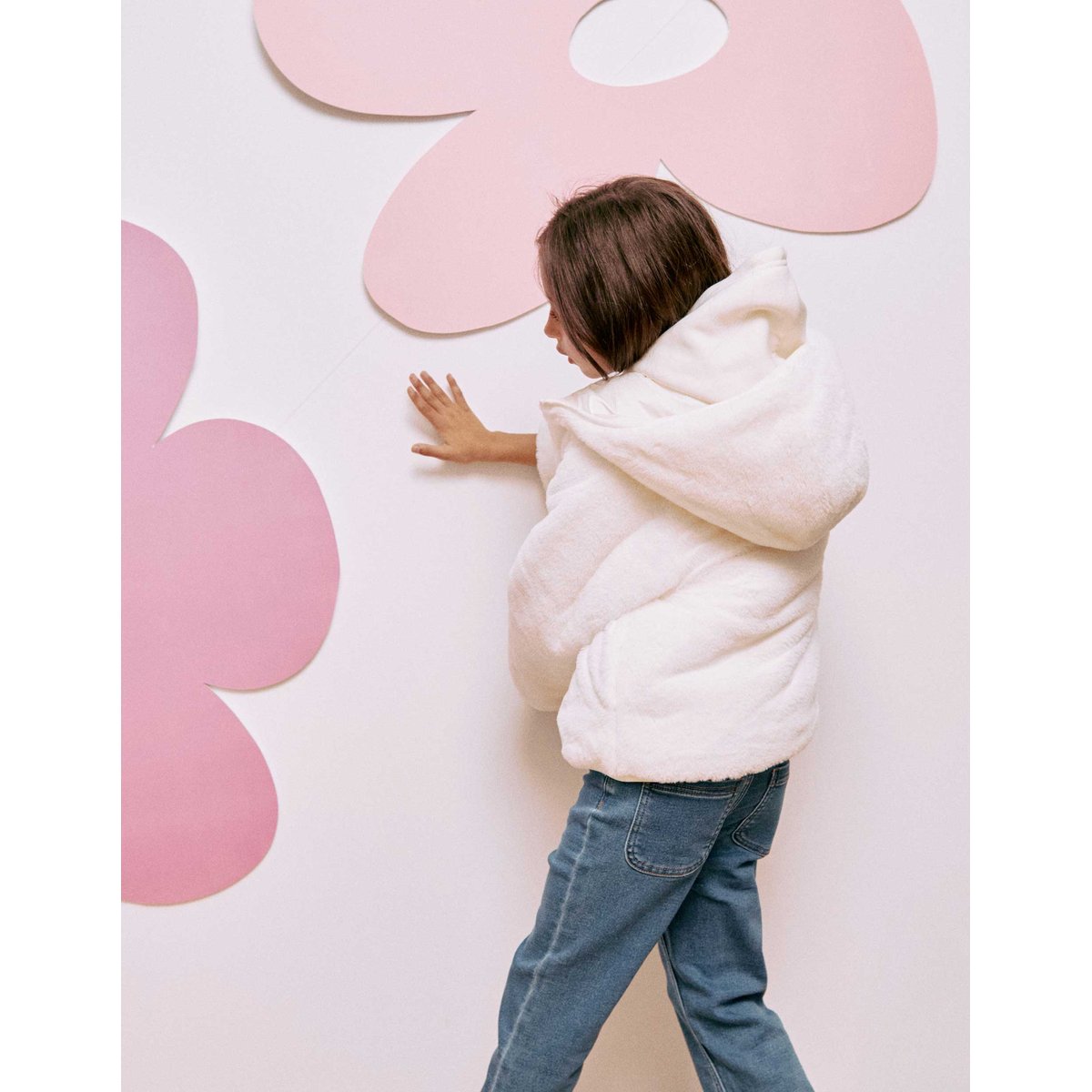 Doudoune réversible avec capuche et doublure en peluche douce synthétique beige, ZIPPY