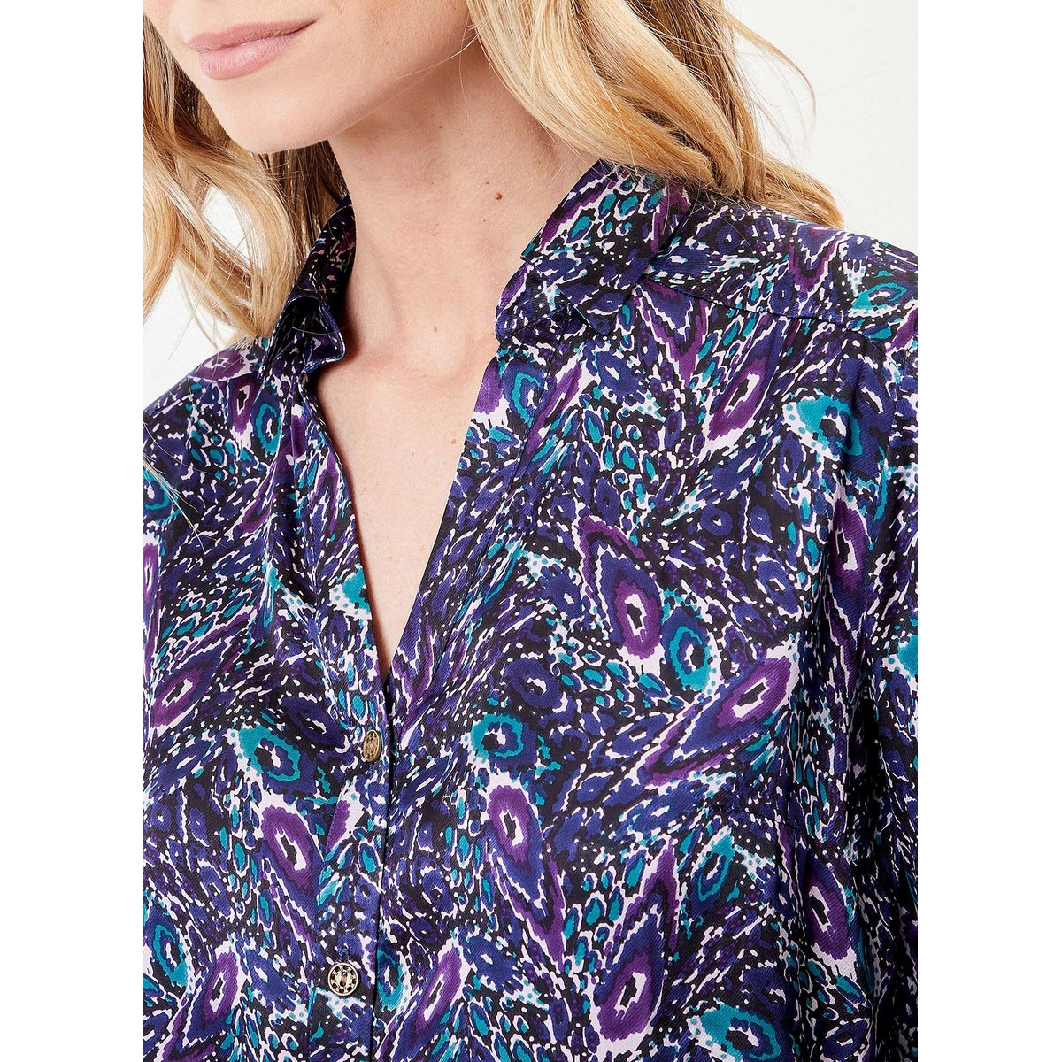 Chemise coupe droite imprimée REY violet foncé, LA FIANCÉE