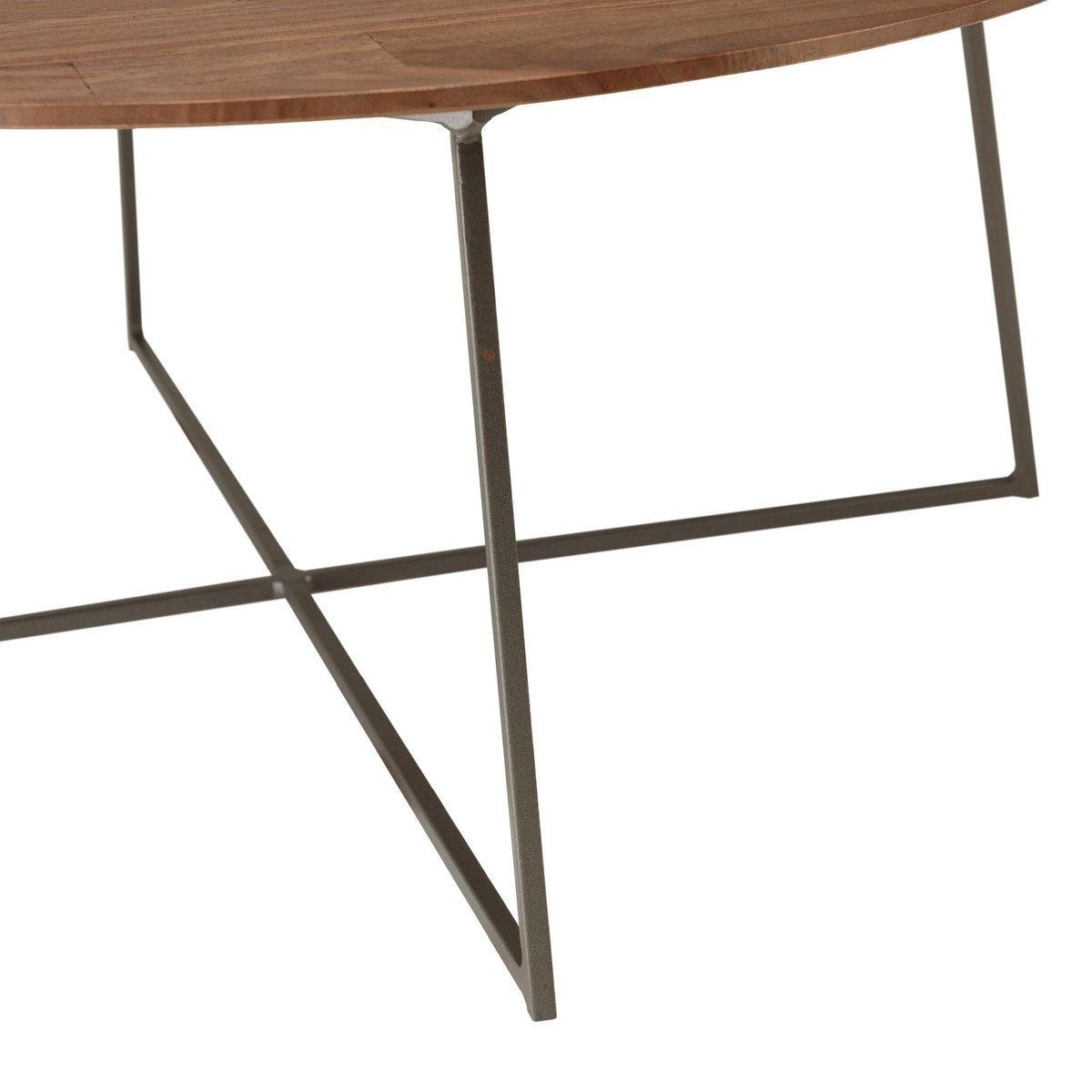 Table basse ronde 80x80cm en bois de mindi pieds en métal noir ARCUS bois naturel, PIER IMPORT