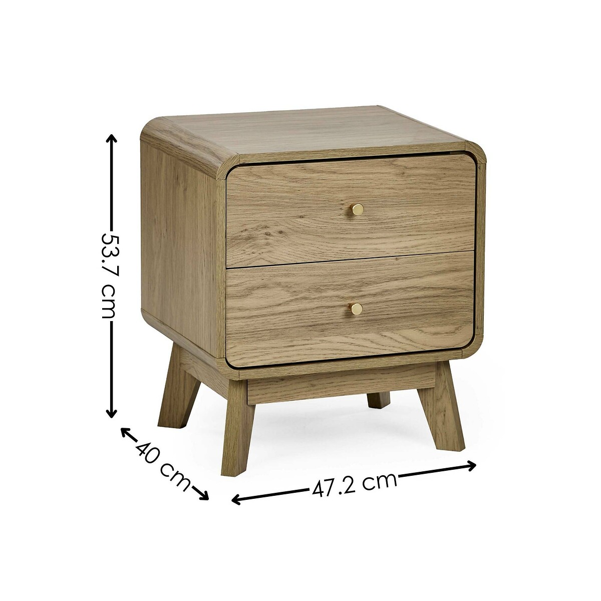 Seluna Retro 2 Drawer Oak Bedside natural oak, SO'HOME
