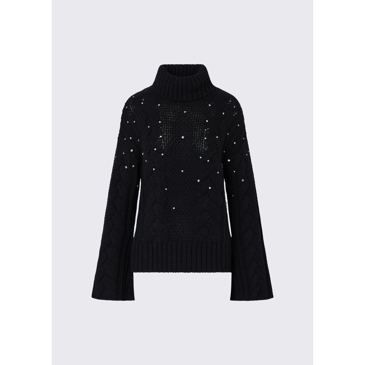 Pull col roulé torsadé avec strass noir, LIU JO