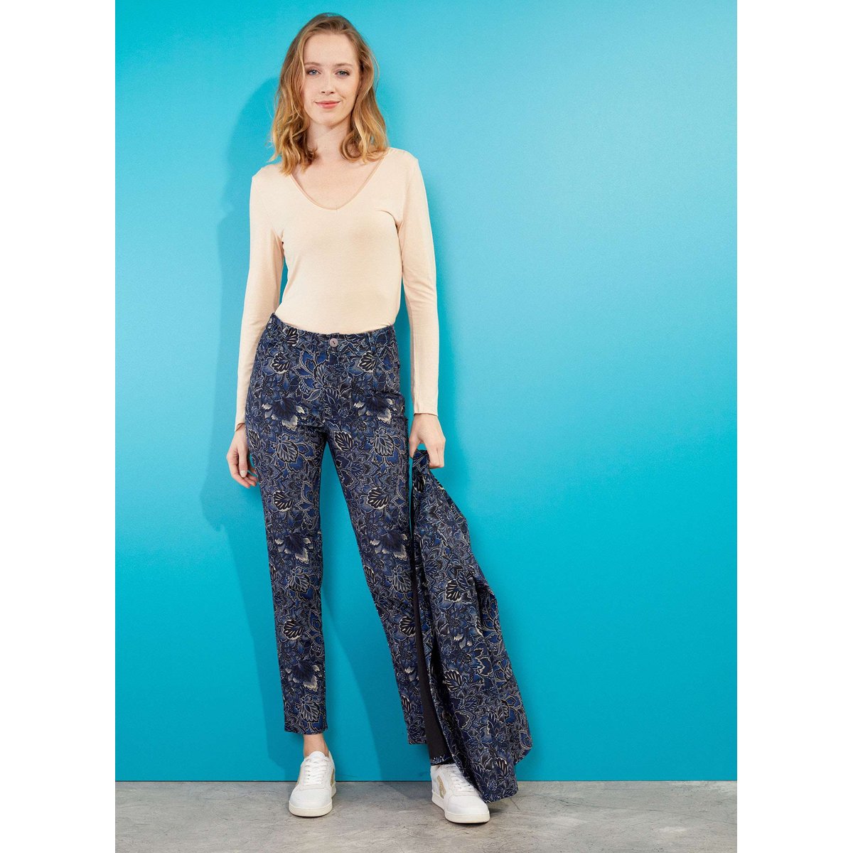 Pantalon droit velours stretch GILS bleu nuit vesturland, LA FIANCÉE