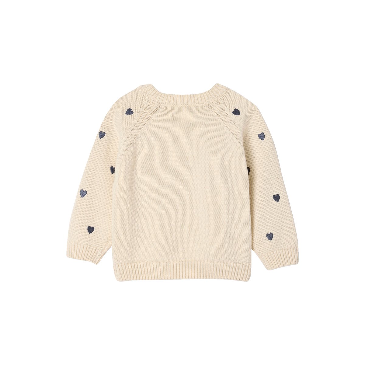 Pull naissance avec petits coeurs brodés écru, VERTBAUDET