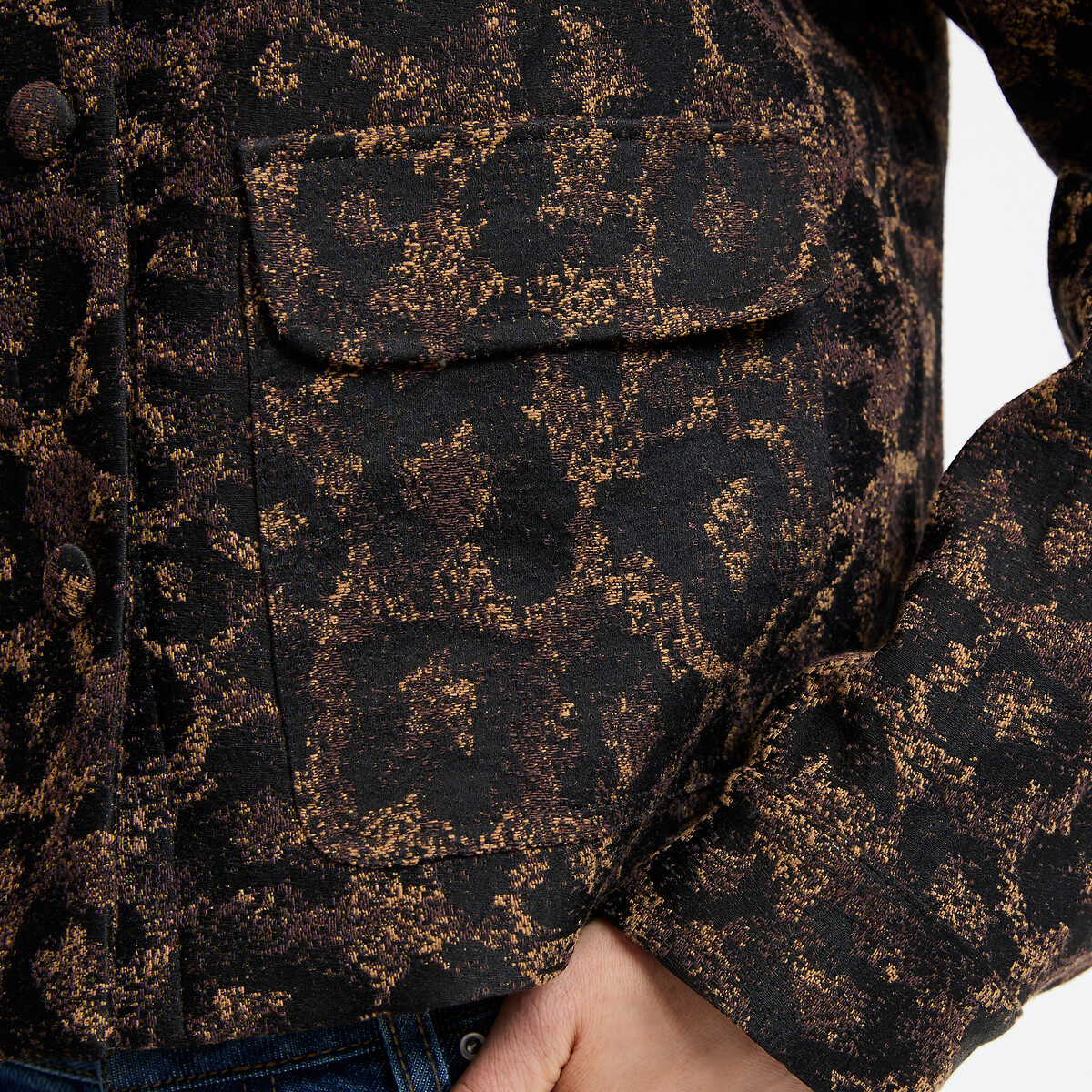 Leopard Print Jacquard Short Straight Fit Jacket leopard, LA REDOUTE COLLECTIONS