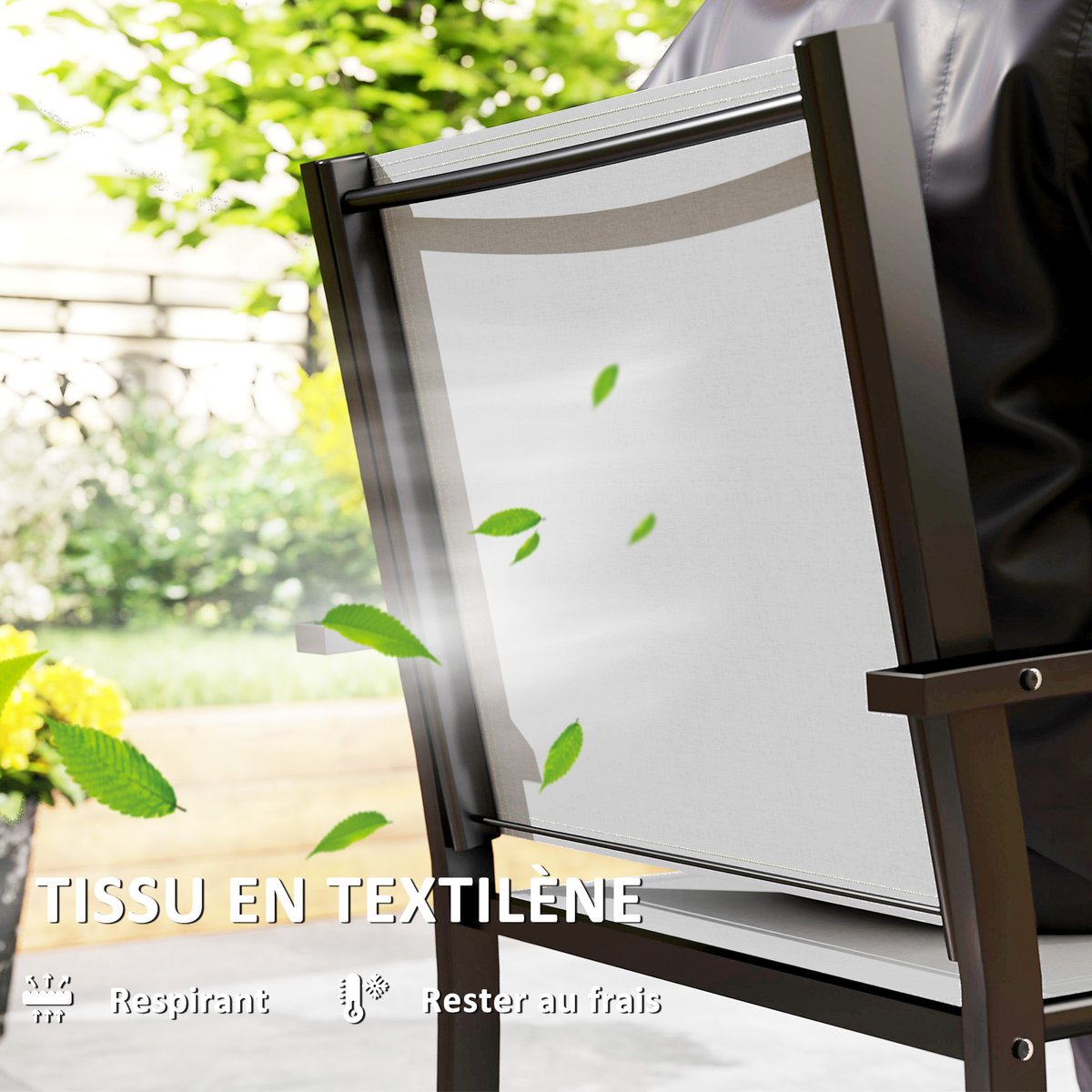 Ensemble de chaises de jardin Acier Gris gris, OUTSUNNY