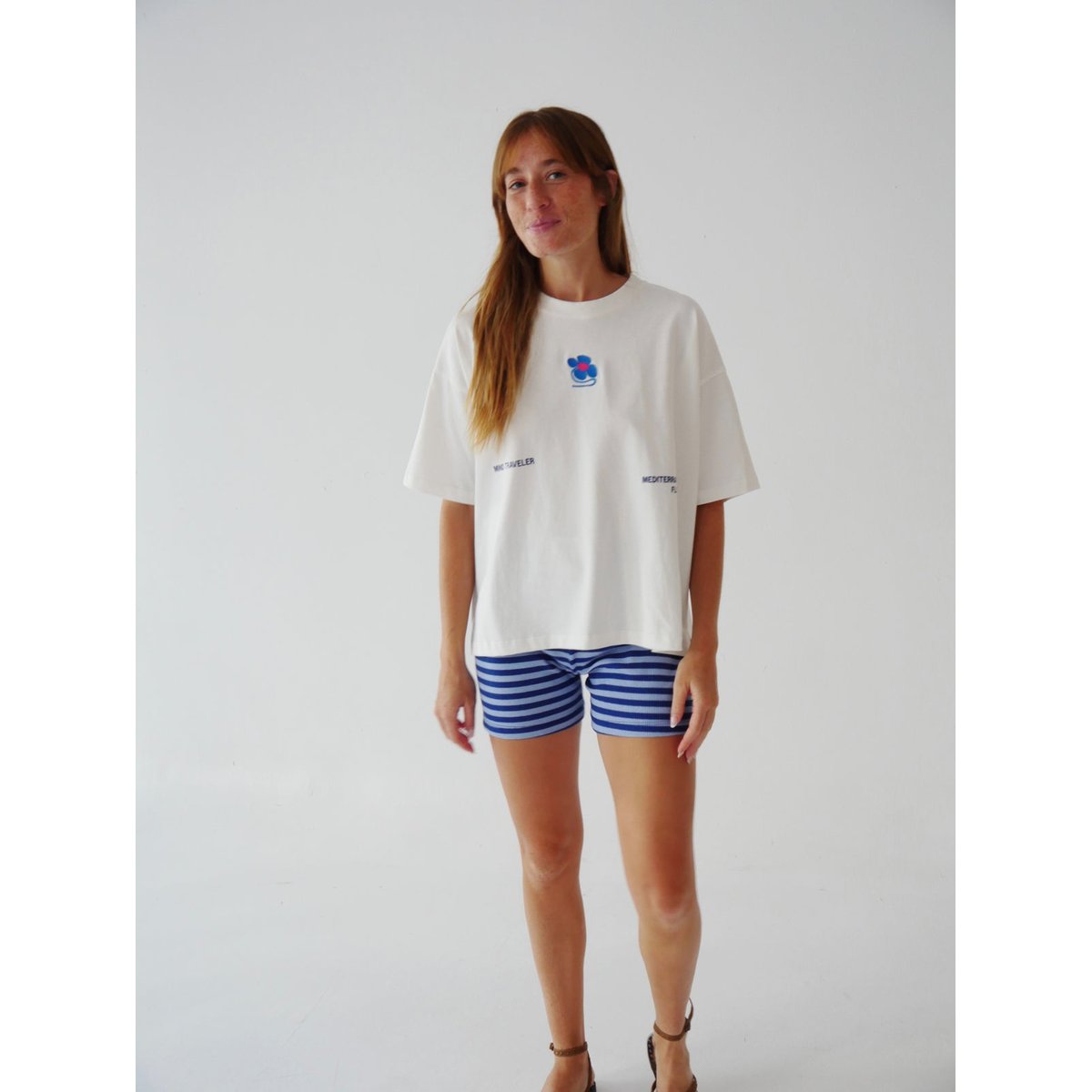 T-shirt imprimé dos MEDITERRANEAN FLOWER blanc, MINDTRAVELER