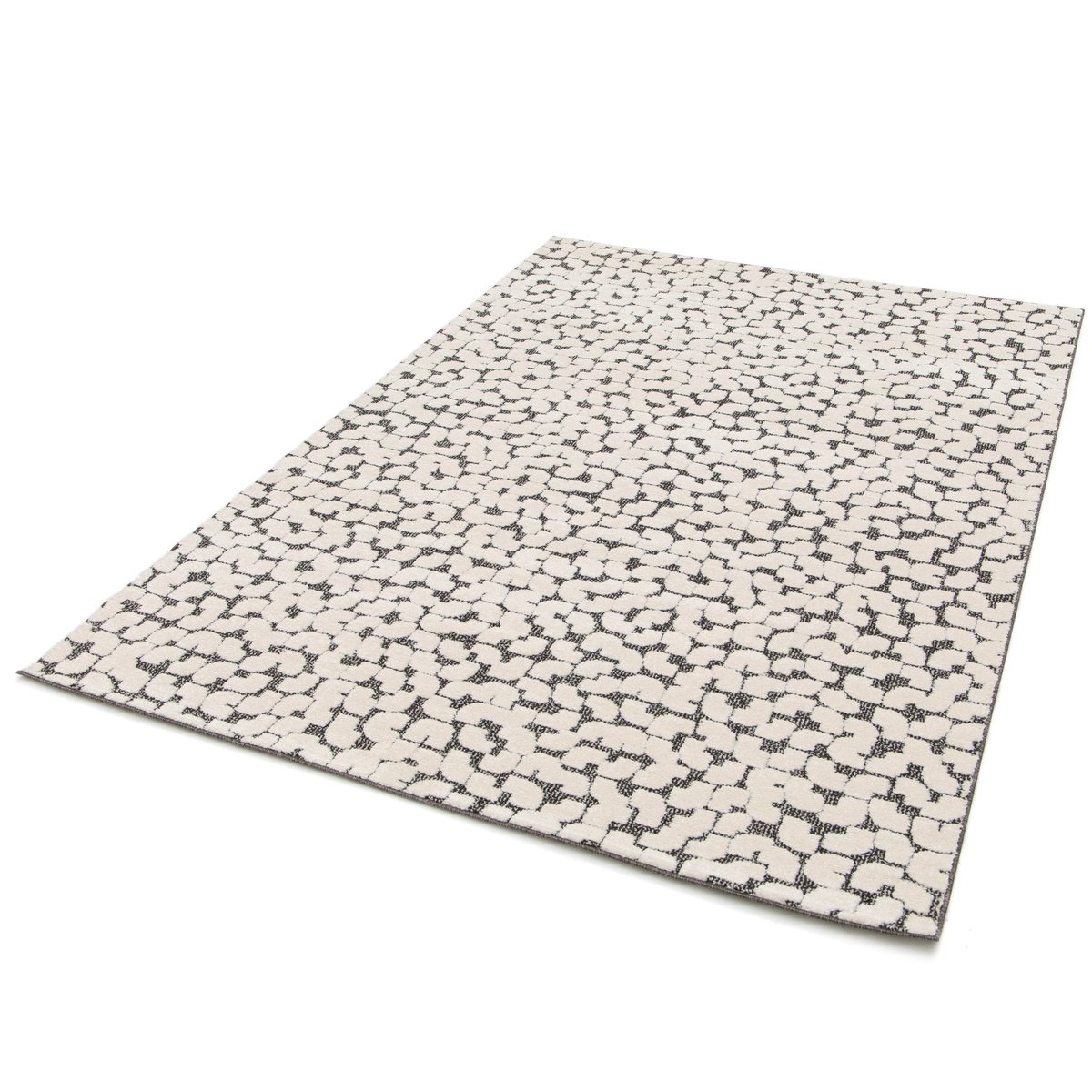 Tapis doux effet sculpté beige et blanc OPUS gris minéral, AFK LIVING