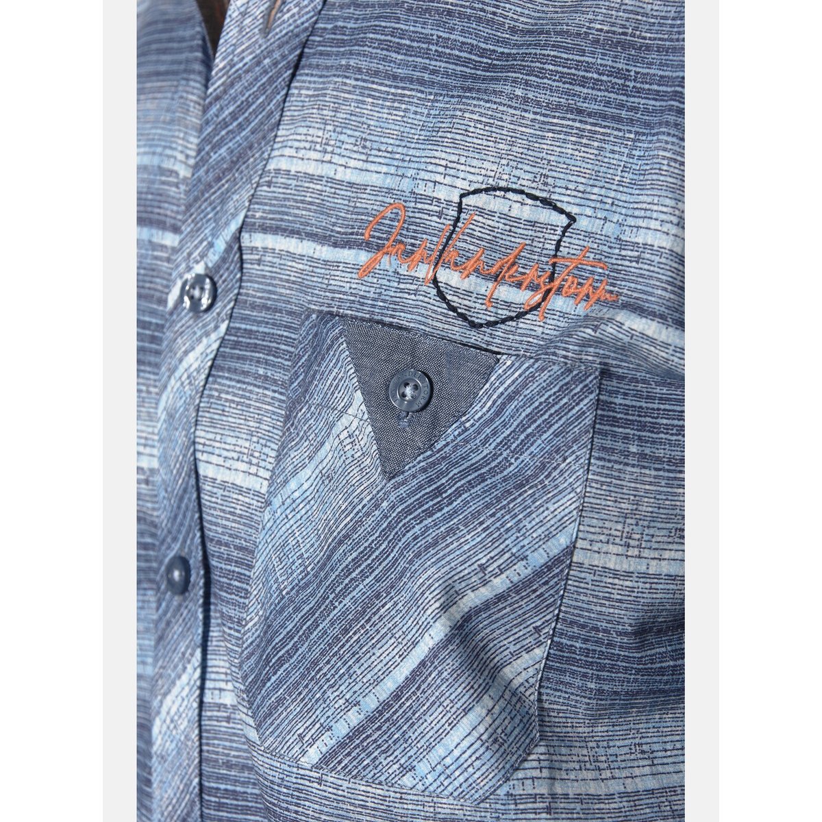Chemise à manches courtes MERTRICH bleu rayé, JAN VANDERSTORM