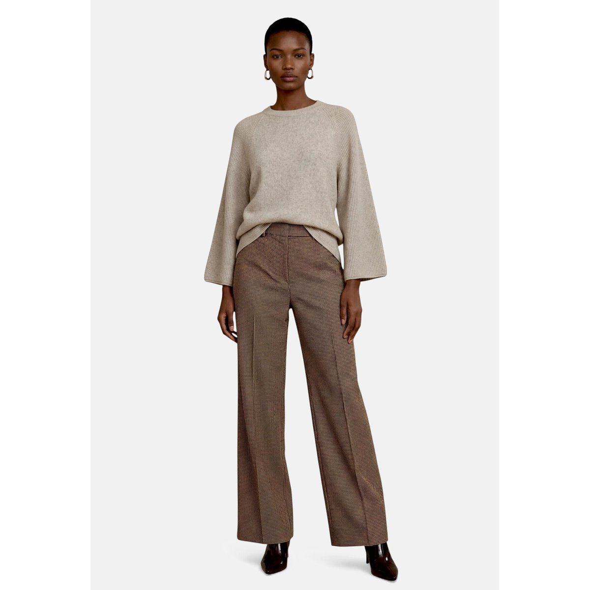 Pantalon à carreaux à nervures beige/brown, ZERO