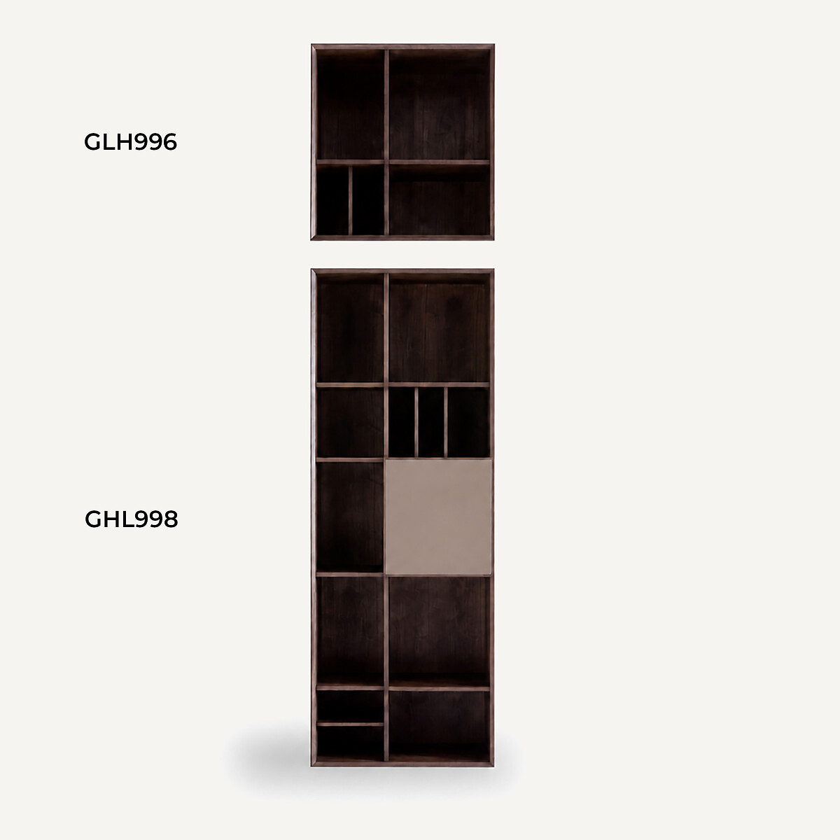 Bibliothèque plaqué noyer porte en cuir, pour bibliothèque modulable MIKUBE noyer, AM.PM