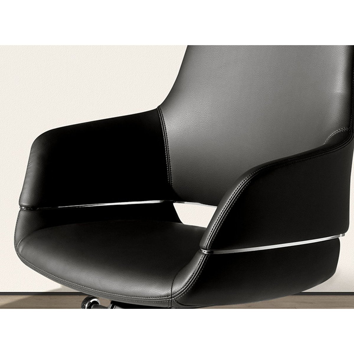 Chaise de bureau pivotante en similicuir noir | gris, ANGEL CERDA