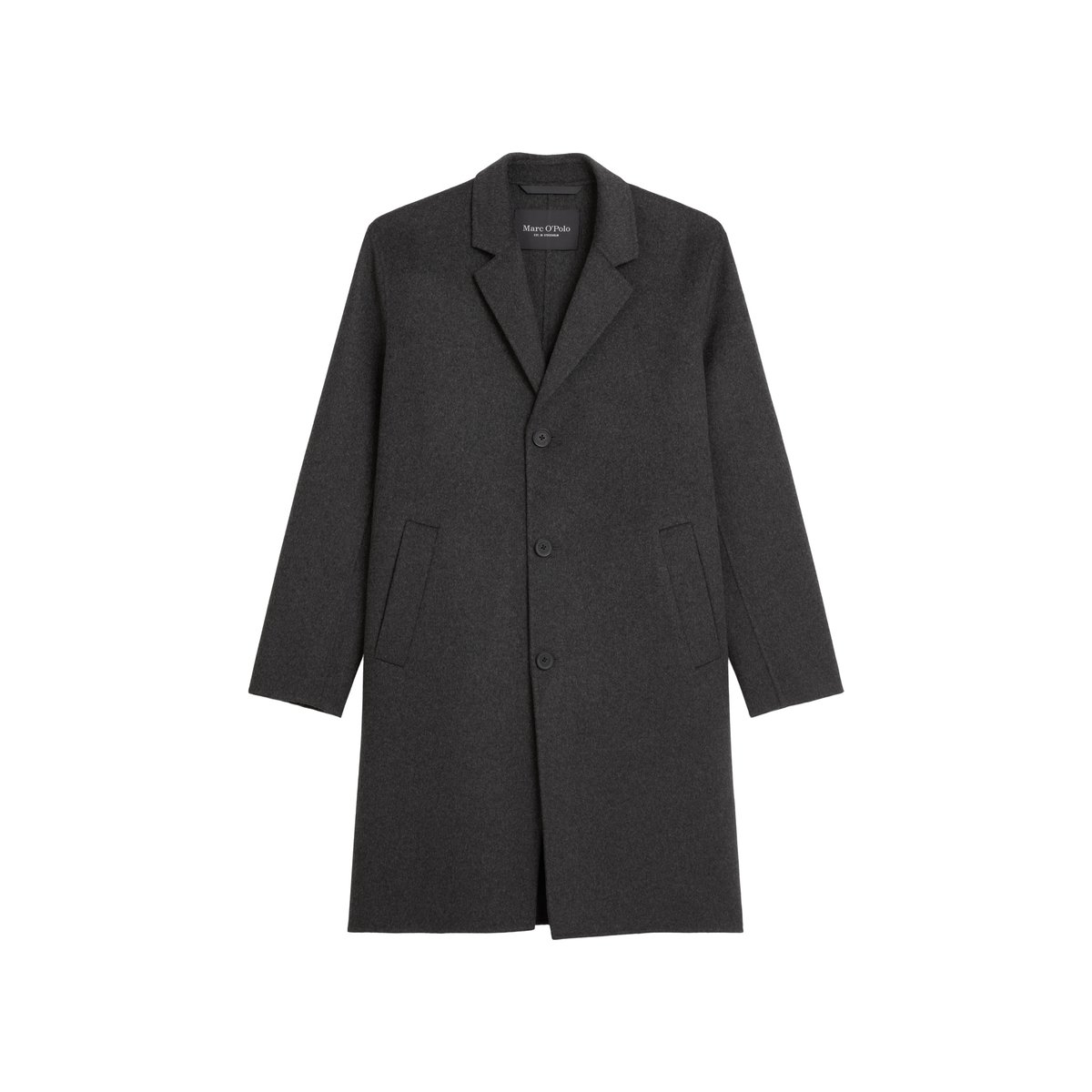 Manteau regular en mélange de laine double face recyclée noir, MARC O'POLO