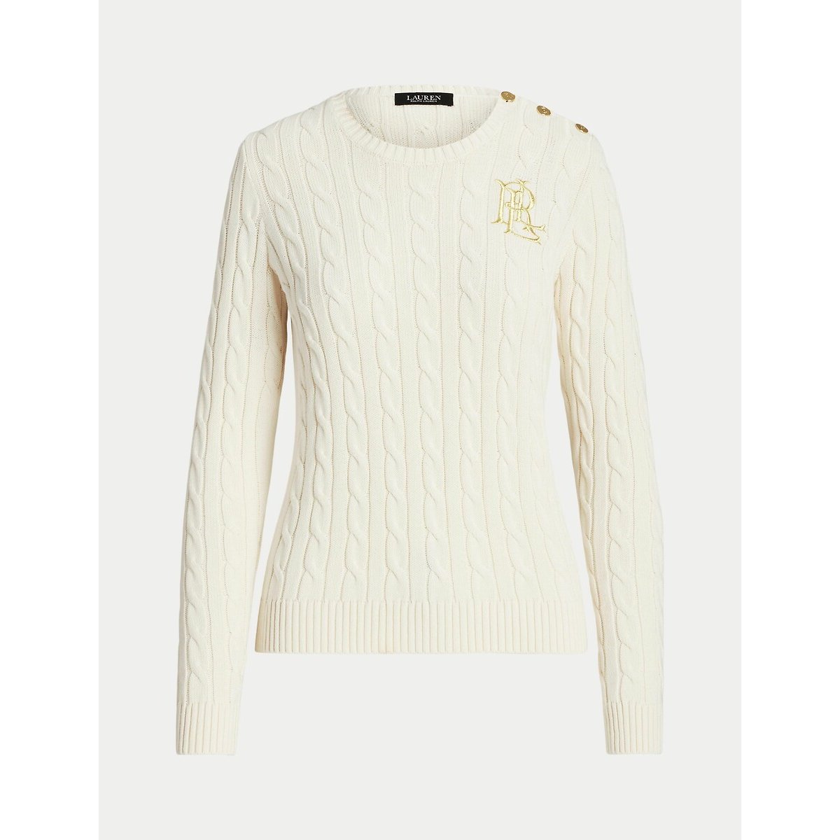 Pull col rond en maille torsadée ecru, LAUREN RALPH LAUREN