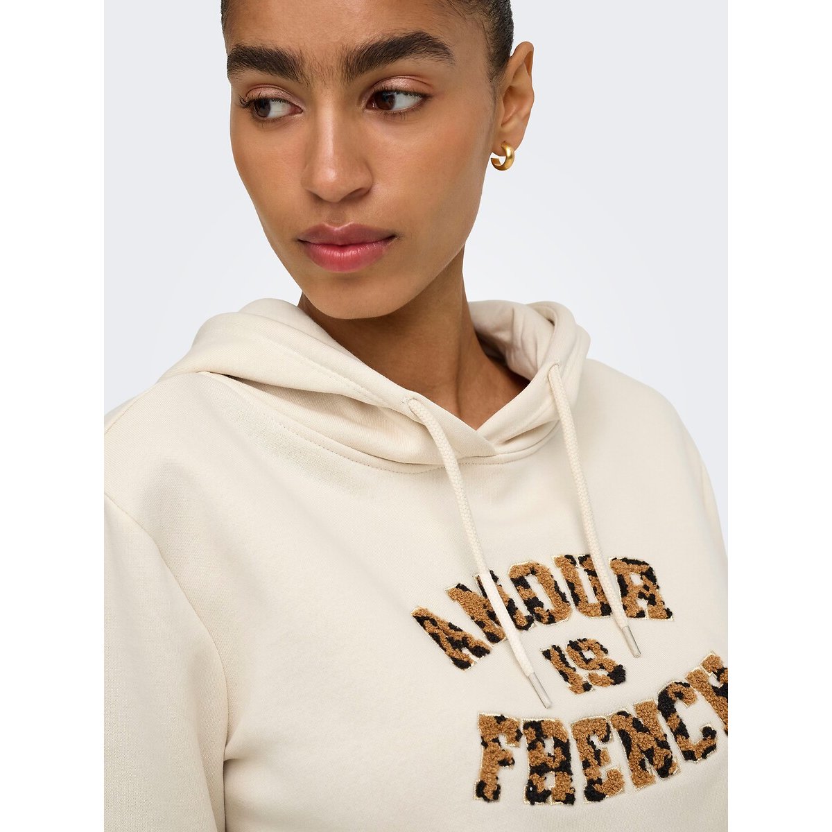 Love Print Hoodie ecru , ONLY