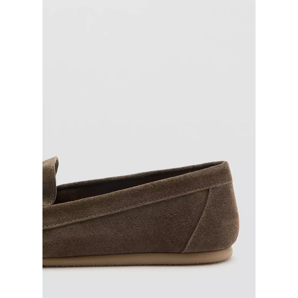 Mocassin en daim bout froncé sable, MANGO